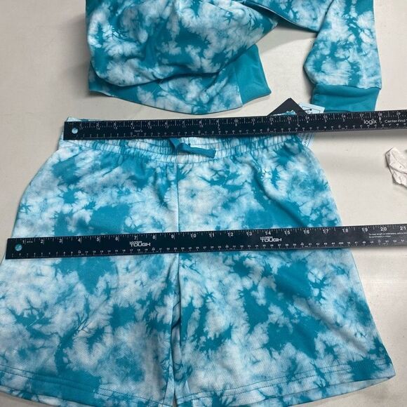 ART CLASS Unisex 2 PieceTie Dyed Sweatshirt & Shorts Pajama Set Size XL Blue New - Picture 4 of 10